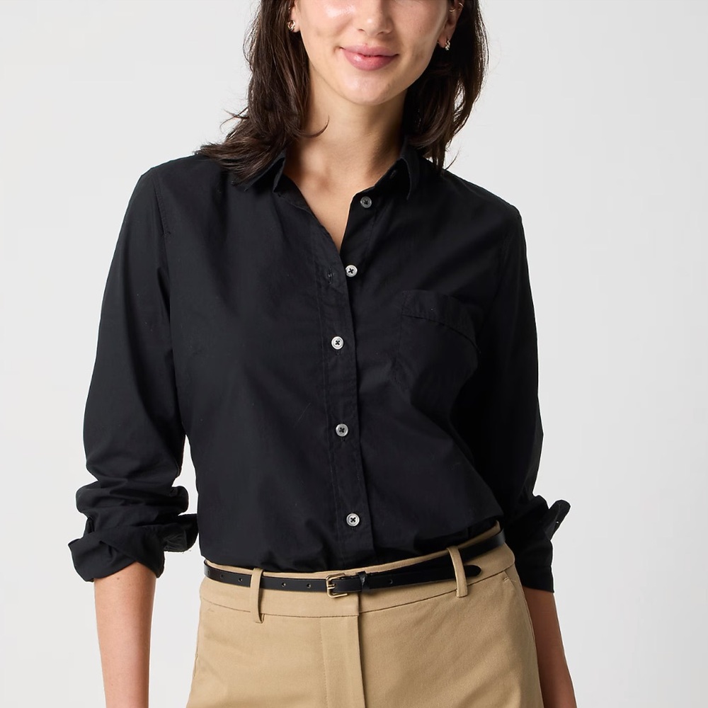 J. Crew Factory Petite button-up cotton-blend poplin shirt signature fit SZ PXXS